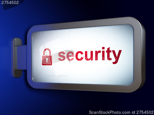 Image of Safety concept: Security and Closed Padlock on billboard backgro