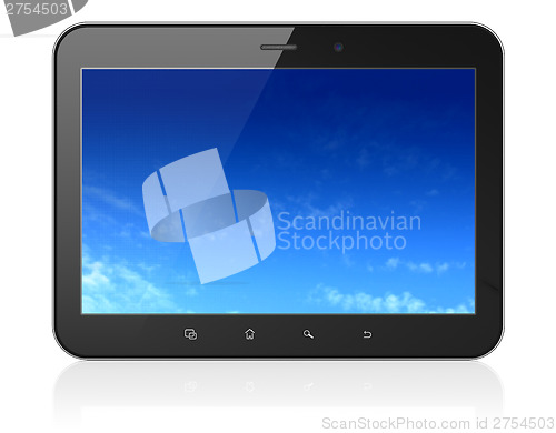 Image of Pixelated Sky on black tablet pc computer