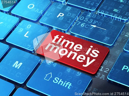 Image of Time concept: Time is Money on computer keyboard background