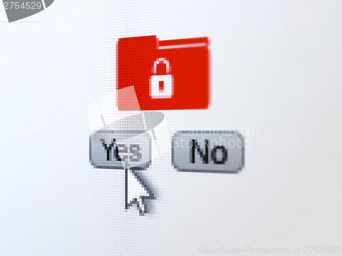 Image of Finance concept: Folder With Lock on digital computer screen