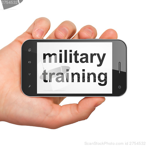 Image of Education concept: Military Training on smartphone