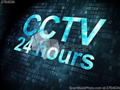 Image of Safety concept: CCTV 24 hours on digital background