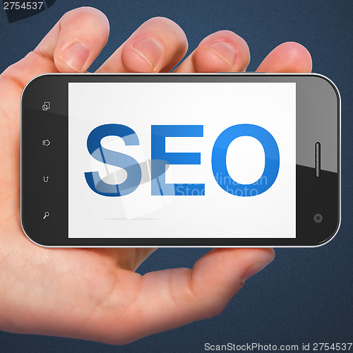 Image of SEO web design concept: SEO on smartphone