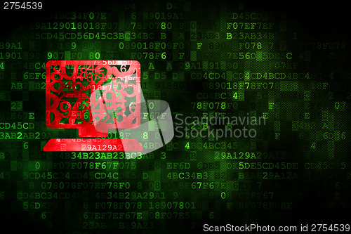 Image of Education concept: Computer Pc on digital background