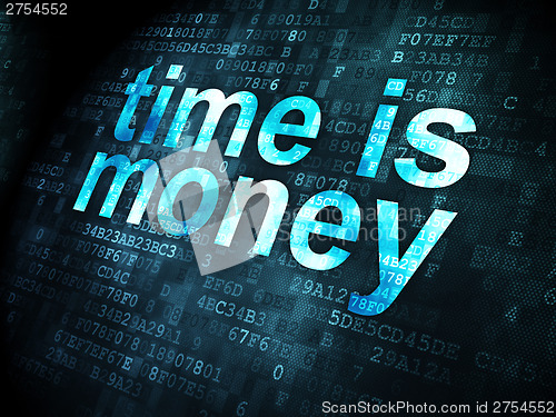 Image of Timeline concept: Time is Money on digital background