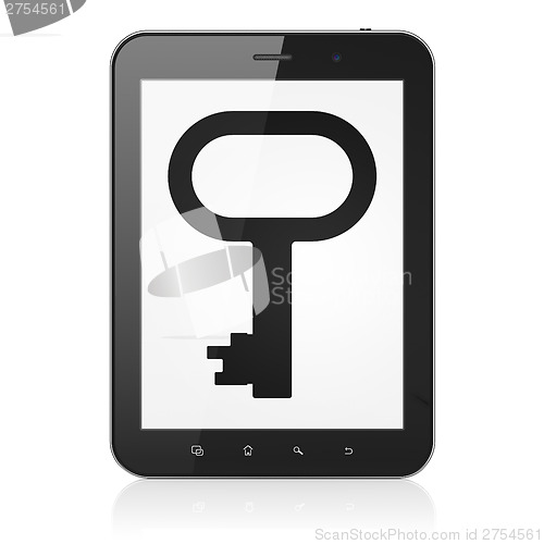 Image of Privacy concept: Key on tablet pc computer