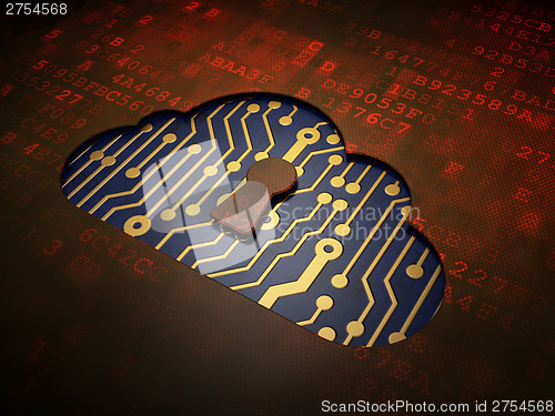 Image of Cloud computing concept: Cloud With Keyhole on digital screen ba