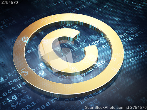 Image of Law concept: Golden Copyright on digital background