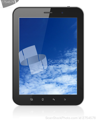 Image of Sky on black tablet pc computer