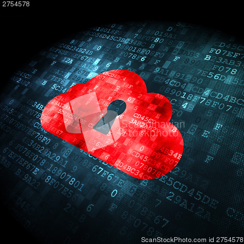 Image of Cloud computing concept: Cloud With Keyhole on digital backgroun