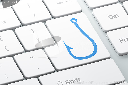 Image of Security concept: Fishing Hook on computer keyboard background