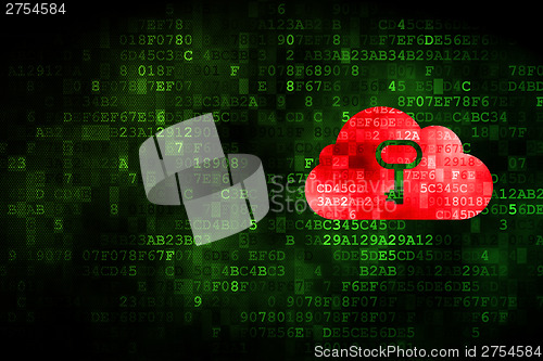 Image of Cloud networking concept: Cloud With Key on digital background