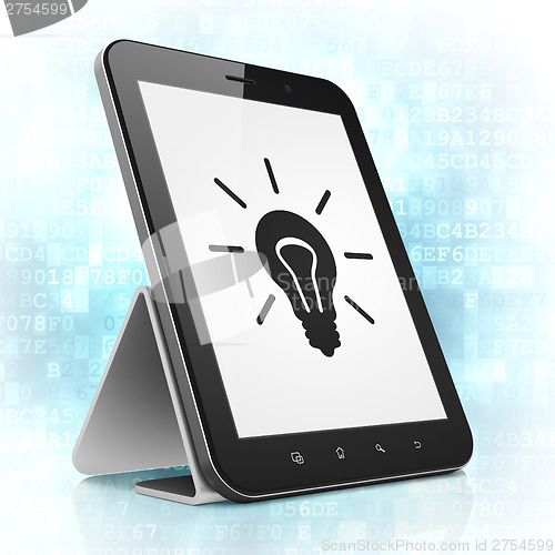 Image of Business concept: Light Bulb on tablet pc computer