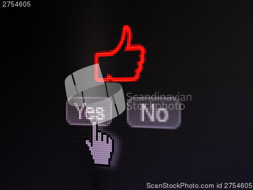 Image of Social network concept: Like on digital computer screen