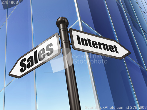 Image of Advertising concept: Internet Sales on Building background