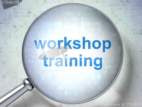 Image of Education concept: Workshop Training with optical glass