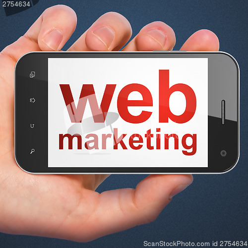 Image of SEO web development concept: Web Marketing on smartphone