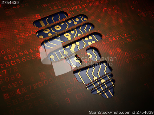 Image of Business concept: Energy Saving Lamp on digital screen backgroun
