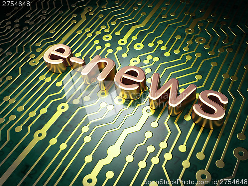 Image of News concept: E-news on circuit board background