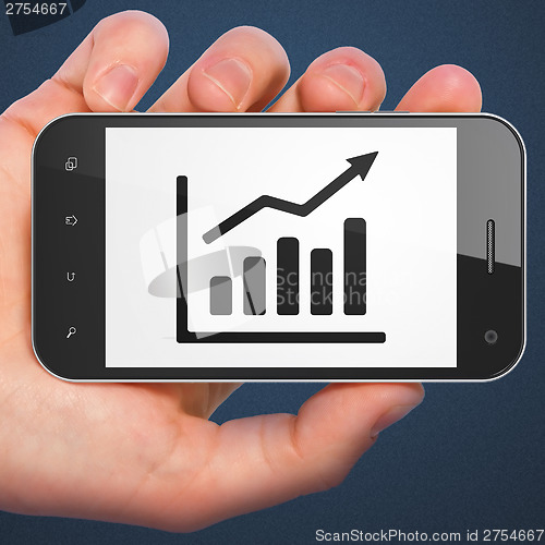 Image of Finance concept: Growth Graph on smartphone