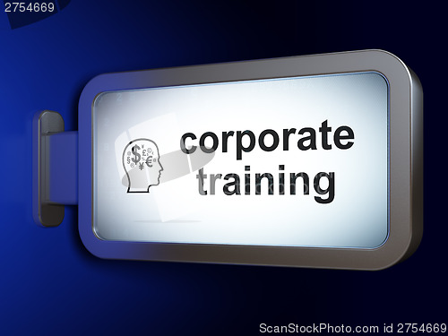 Image of Education concept: Corporate Training and Head With Finance Symb