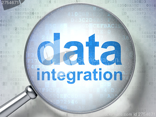 Image of Data concept: Data Integration with optical glass