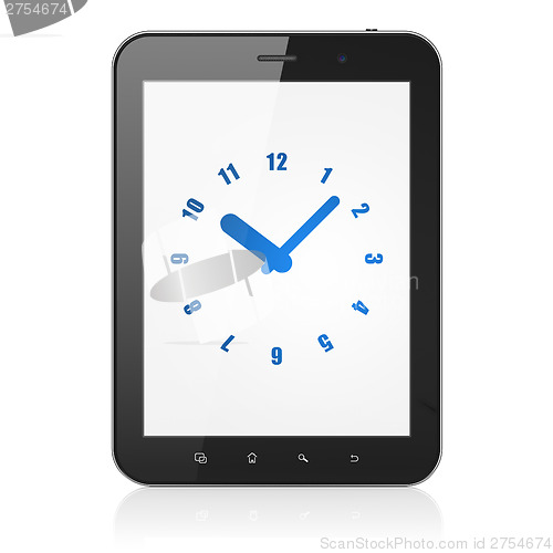 Image of Time concept: Clock on tablet pc computer