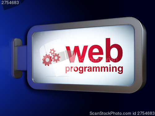 Image of Web design concept: Web Programming and Gears on billboard backg