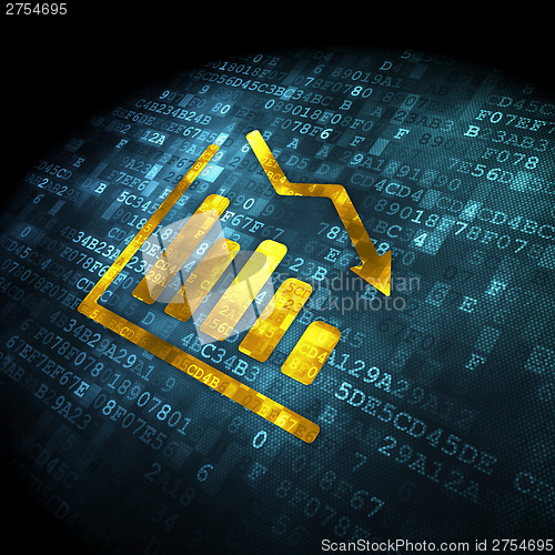 Image of News concept: Decline Graph on digital background