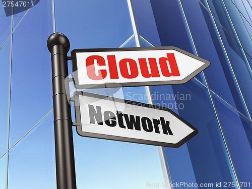 Image of Cloud networking concept: Cloud Network on Building background