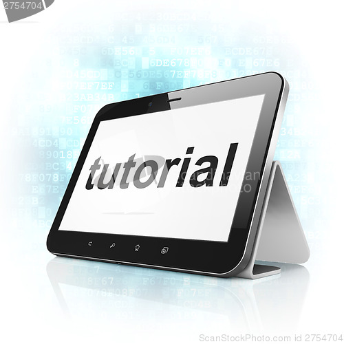 Image of Education concept: Tutorial on tablet pc computer