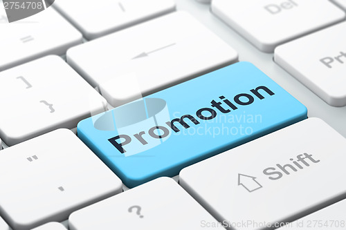 Image of Marketing concept: Promotion on computer keyboard background