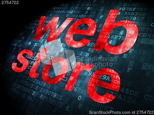 Image of SEO web development concept: Web Store on digital background