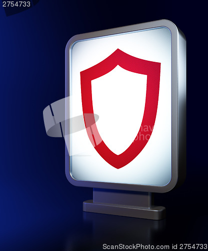 Image of Security concept: Contoured Shield on billboard background