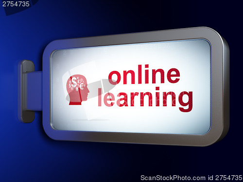 Image of Education concept: Online Learning and Head With Finance Symbol