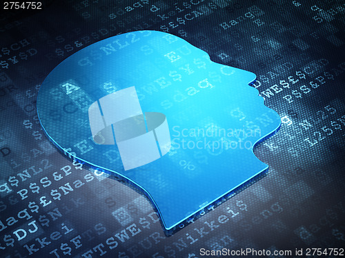 Image of Finance concept: Blue Head on digital background