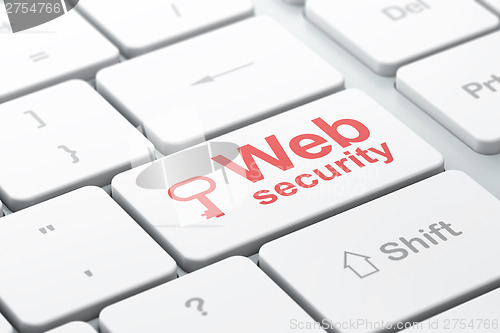 Image of Security concept: Key and Web Security on computer keyboard back