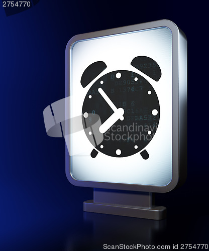 Image of Time concept: Alarm Clock on billboard background