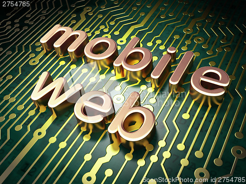 Image of SEO web design concept: Mobile Web on circuit board background