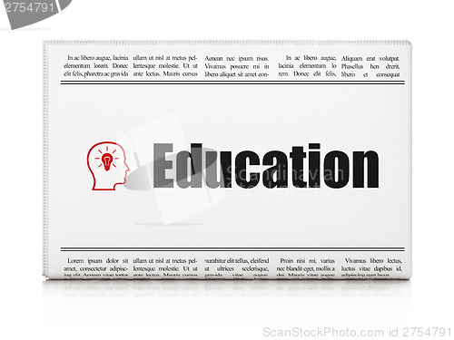 Image of Education news concept: newspaper with Education and Head With L