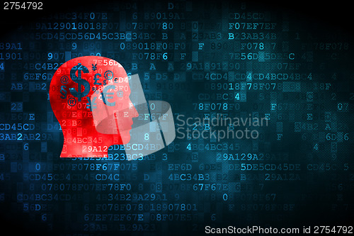 Image of Education concept: Head With Finance Symbol on digital backgroun