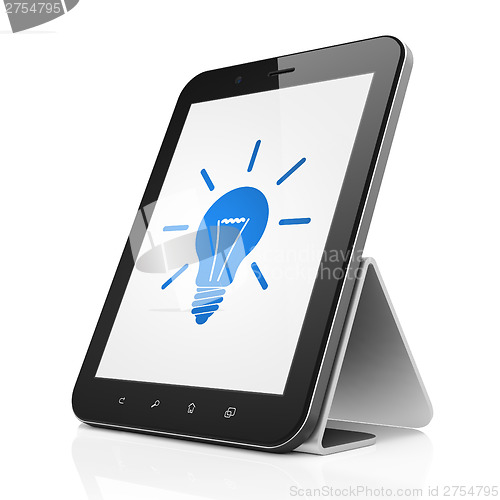 Image of Business concept: Light Bulb on tablet pc computer