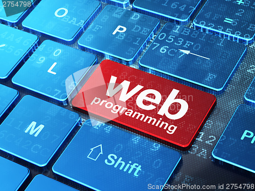 Image of Web development concept: Web Programming on computer keyboard ba