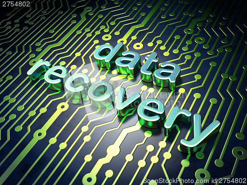 Image of Information concept: Data Recovery on circuit board background