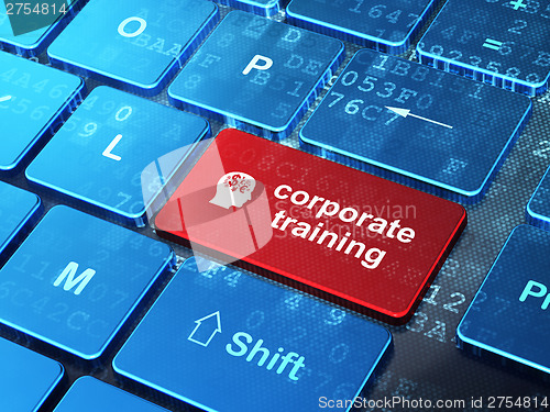 Image of Education concept: Head With Finance Symbol and Corporate Traini