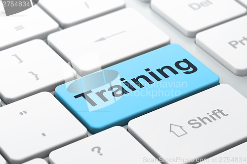 Image of Education concept: Training on computer keyboard background