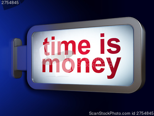 Image of Timeline concept: Time is Money on billboard background