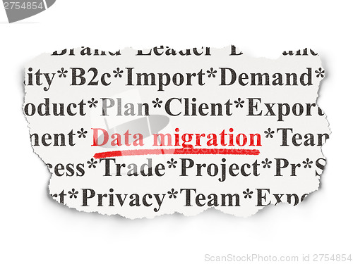 Image of Data concept: Data Migration on Paper background
