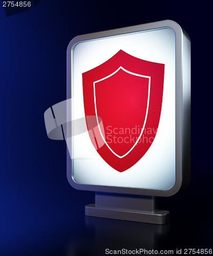 Image of Privacy concept: Shield on billboard background