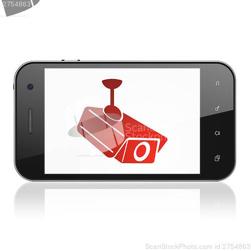 Image of Protection concept: Cctv Camera on smartphone